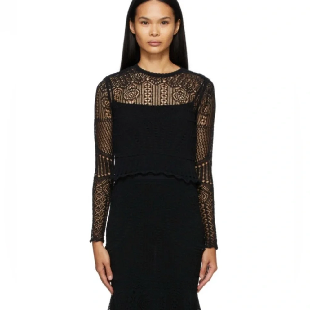 BNWT Alexander McQueen Black Patchwork Lace Top, size M - Picture 1 of 12